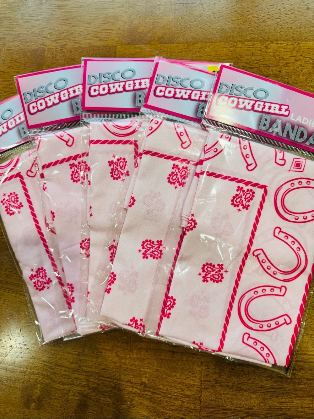 Five Pink Cowgirl Bandanas New